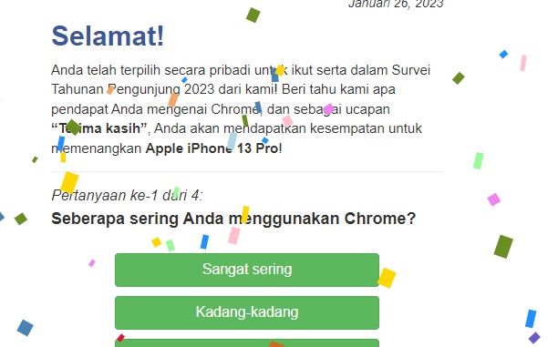 Survei Pengguna Chrome, Berhadiah Apple iphone 13 Pro