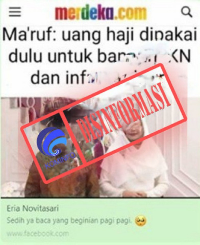 Gambar Tangkapan Layar Artikel Merdeka.com “Ma’ruf : uang haji dipakai dulu untuk bangun IKN dan infrastruktur”