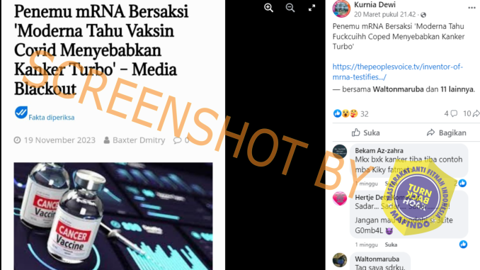 Penemu mRNA Bersaksi Bahwa Moderna Tahu Vaksin Covid Menyebabkan Kanker Turbo