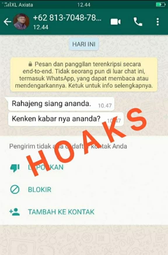 Akun WhatsApp Mengatasnamakan Kepala Badan Litbang Kabupaten Buleleng