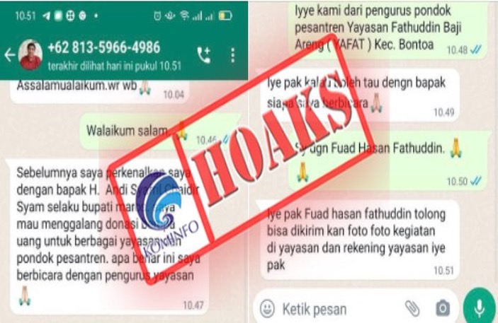 Pesan WhatsApp Mengatasnamakan Bupati Maros