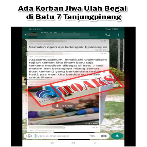 Ada Korban Jiwa Ulah Begal di Batu 7 Tanjungpinang