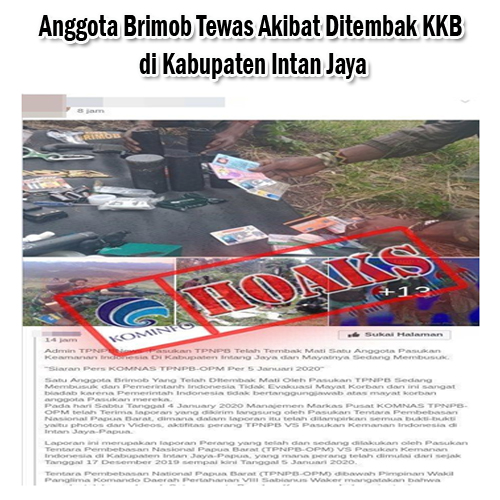 Anggota Brimob Tewas Akibat Ditembak KKB di Kabupaten Intan Jaya