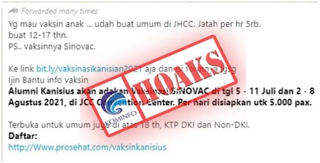 Alumni Sekolah Kolese Kanisius Gelar Vaksinasi untuk Anak