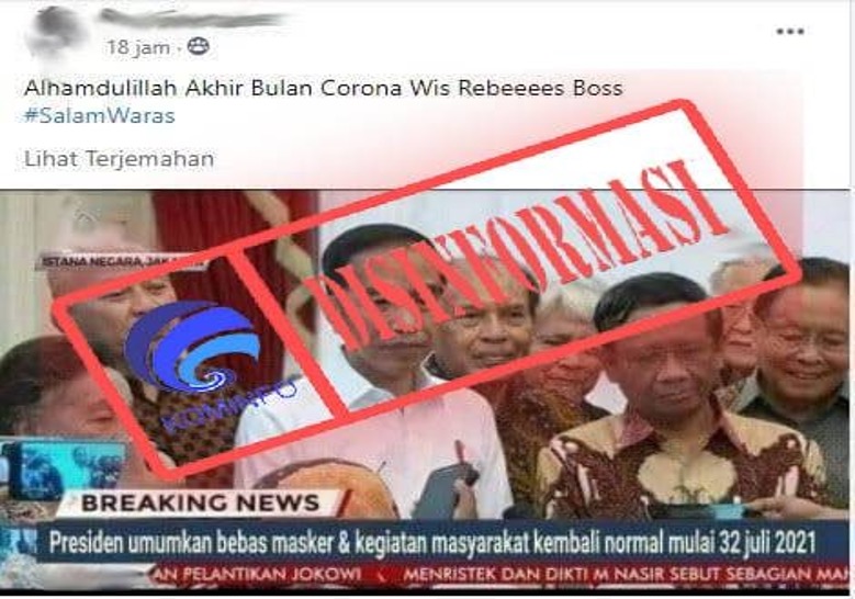 Presiden Jokowi Umumkan Indonesia Bebas Masker