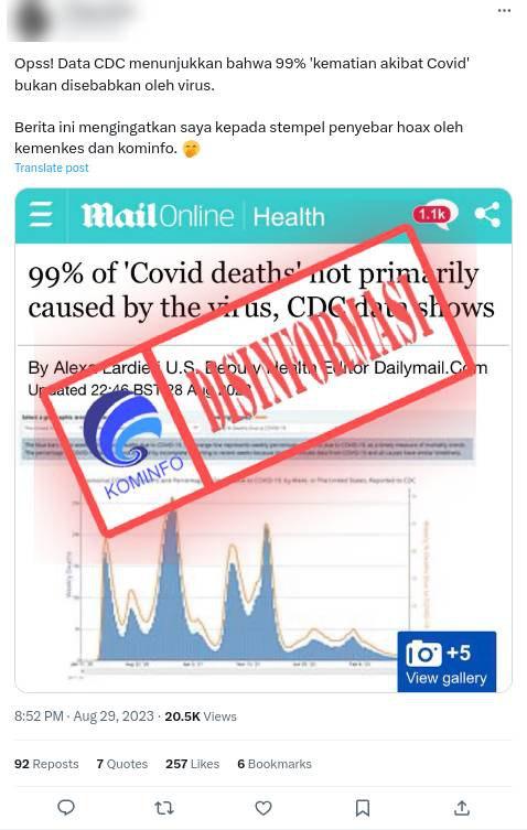 Data CDC Menunjukkan 99% Kematian Akibat Covid Bukan Disebabkan oleh Virus