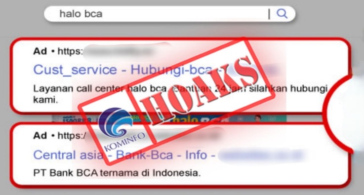 Iklan Situs Mengatasnamakan BCA dan Halo BCA