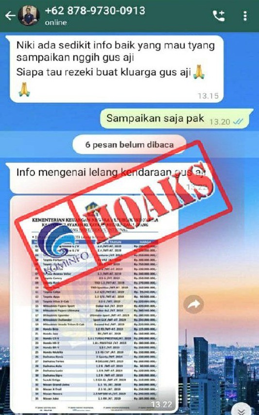 Ketua KPU Tabanan I Gede Putu Weda Menjual Mobil Lelangan Melalui WhatsApp