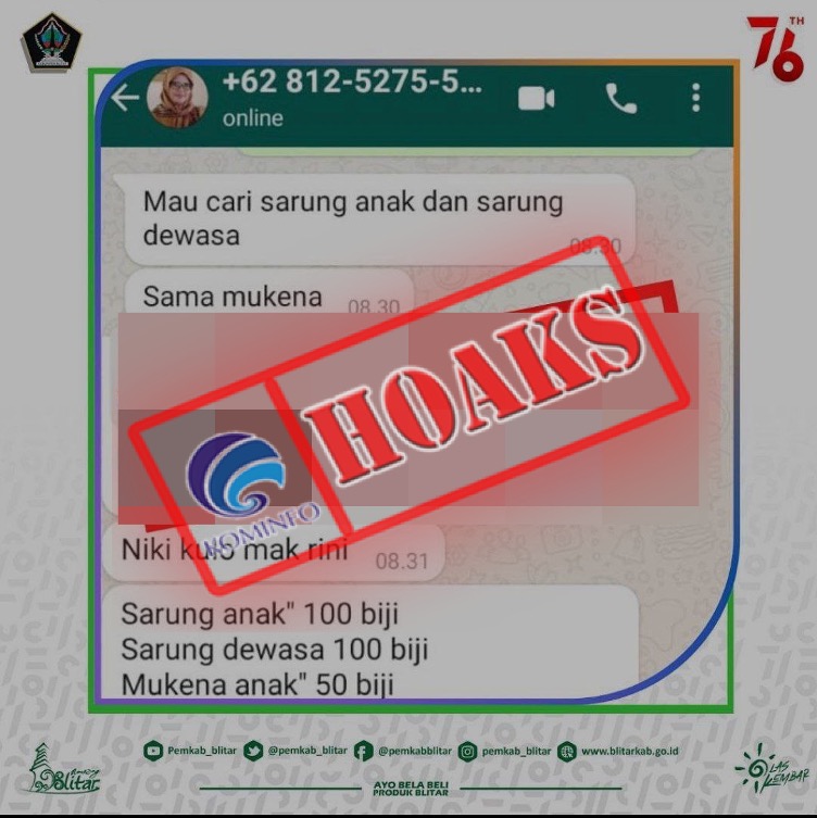 Nomor WhatsApp Mengatasnamakan Bupati Blitar Hj. Rini Syarifah dan Meminta Sumbangan Panti Asuhan