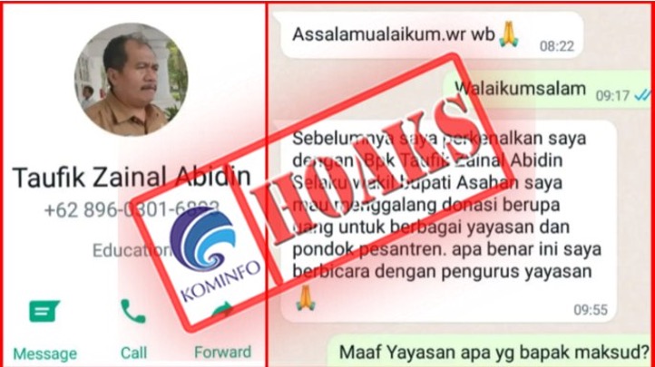 Akun WhatsApp Mengatasnamakan Wakil Bupati Asahan Taufik Zainal Abidin