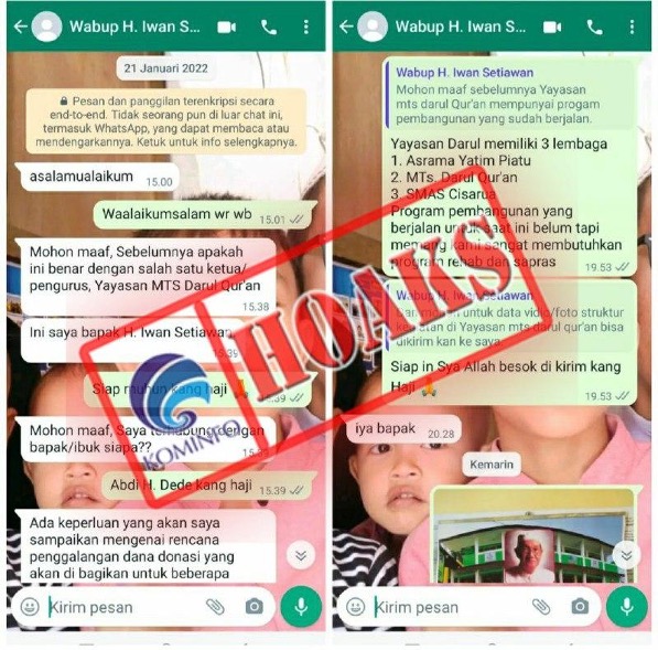 Akun WhatsApp Mengatasnamakan Wakil Bupati Bogor