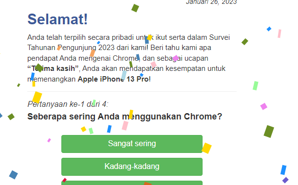 Survei Pengguna Google Chrome Berhadiah Apple iPhone 13 Pro