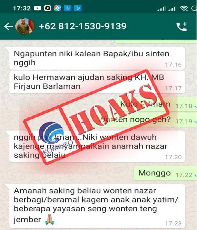 Pesan WhatsApp Mencatut Nama Wakil Bupati Jember