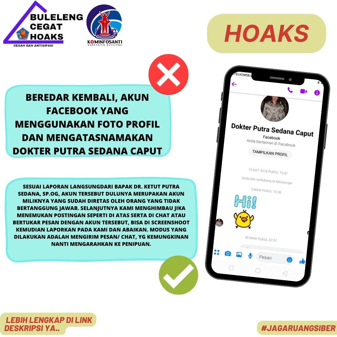 Beredar kembali sebuah akun Facebook Dokter Putra Sedana Caput dan postingan yang sama sesuai pada gambar.