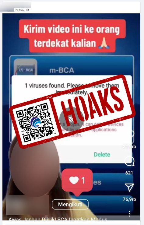 Gambar Pop Up Terkait Serangan Malware Trojan pada Aplikasi BCA Mobile