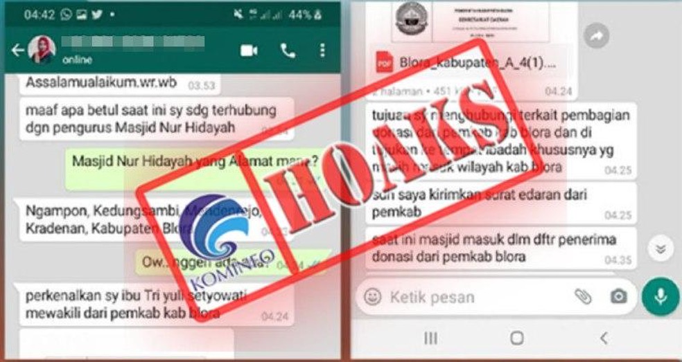 Akun WhatsApp Mengatasnamakan Wakil Bupati Blora Tri Yuli Setyowati