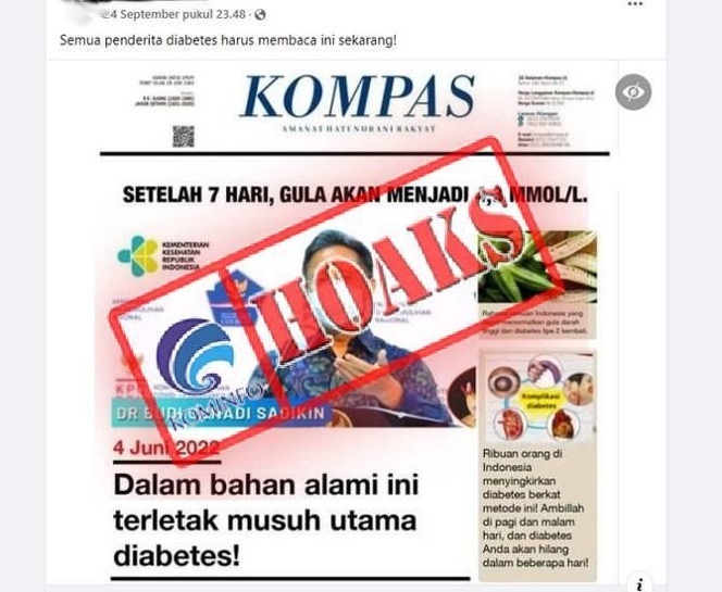 Klaim Obat Diabetes Catut Nama Menkes RI