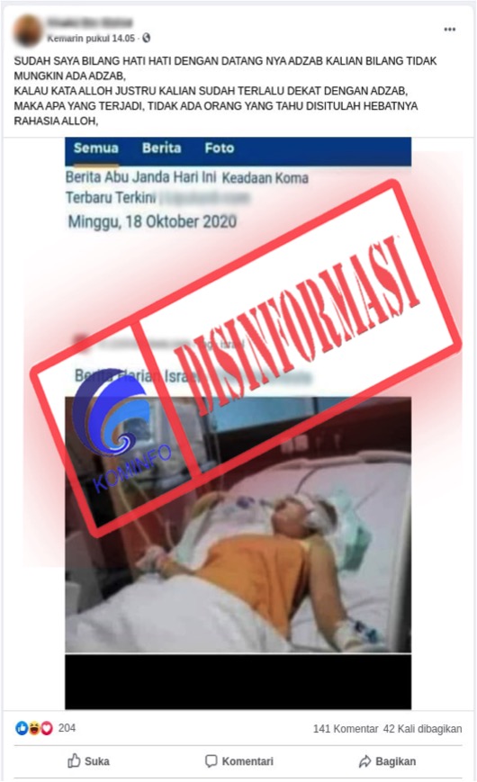 Berita Abu Janda Hari ini dalam Keadaan Koma