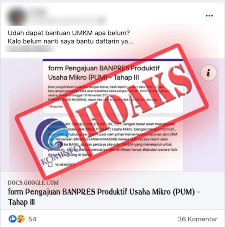 Formulir Pengajuan Banpres Produktif Usaha Mikro Tahap III