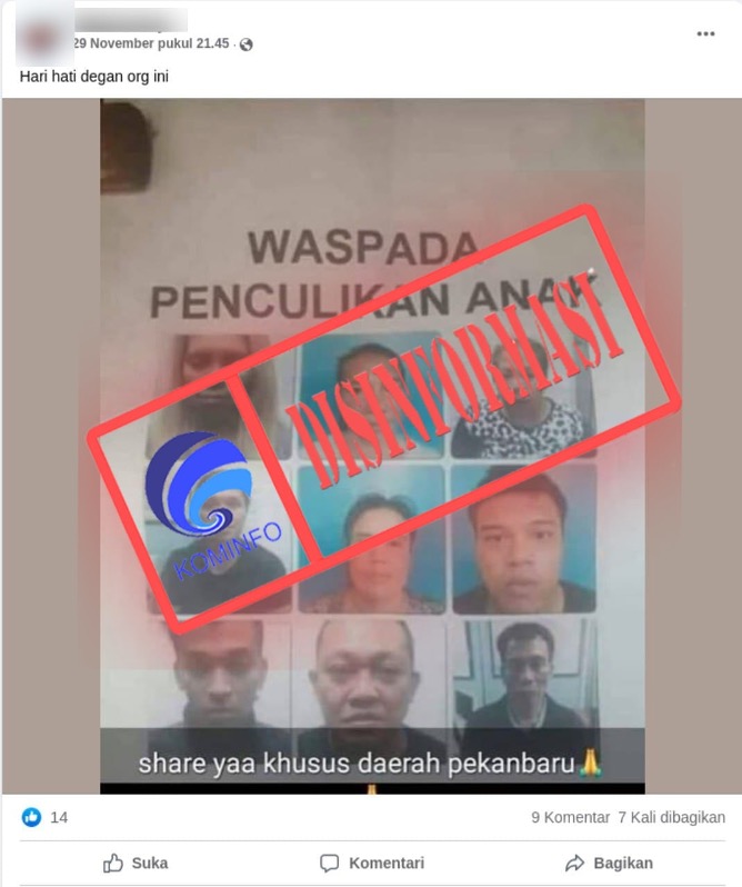 Foto Pelaku Penculikan Anak di Pekanbaru