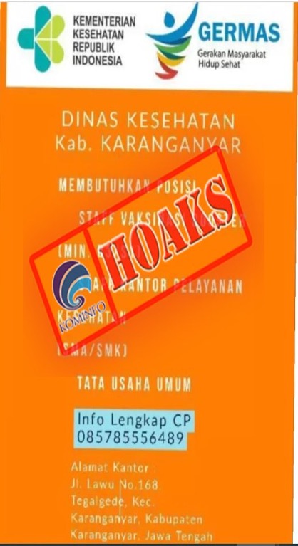 Lowongan Kerja Mengatasnamakan Dinas Kesehatan Kabupaten Karanganyar