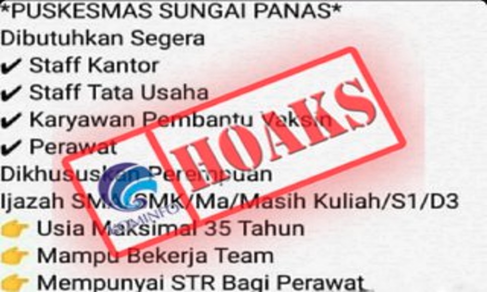 Lowongan Kerja di UPTD Puskesmas Sungai Panas