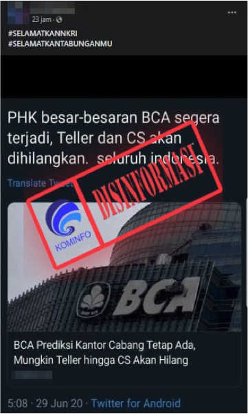 Informasi PHK Besar-Besaran CS dan Teller Bank Central Asia (BCA)