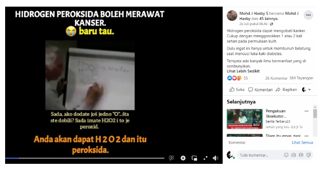 Hidrogen Peroksida Dapat Sembuhkan Kanker Jika Digosokkan ke Kulit