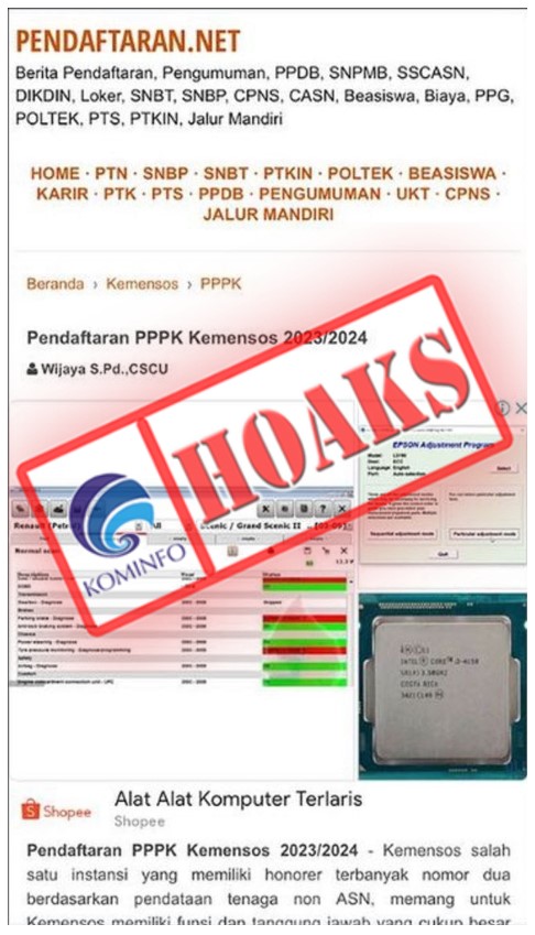 Situs Pendaftaran PPPK Mengatasnamakan Kementerian Sosial