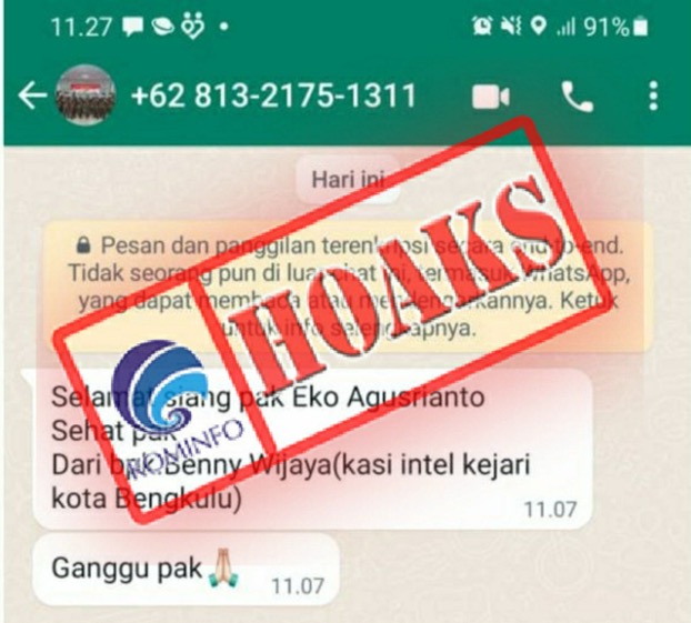 Akun WhatsApp Mengatasnamakan Kasi Intel Kejari Kota Bengkulu