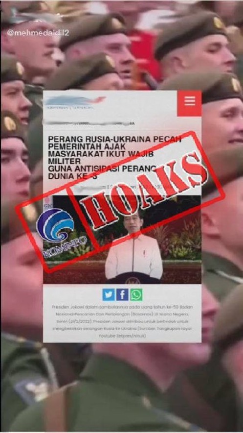 Pemerintah Republik Indonesia Minta Masyarakat Ikut Wajib Militer Antisipasi Perang Dunia Ketiga