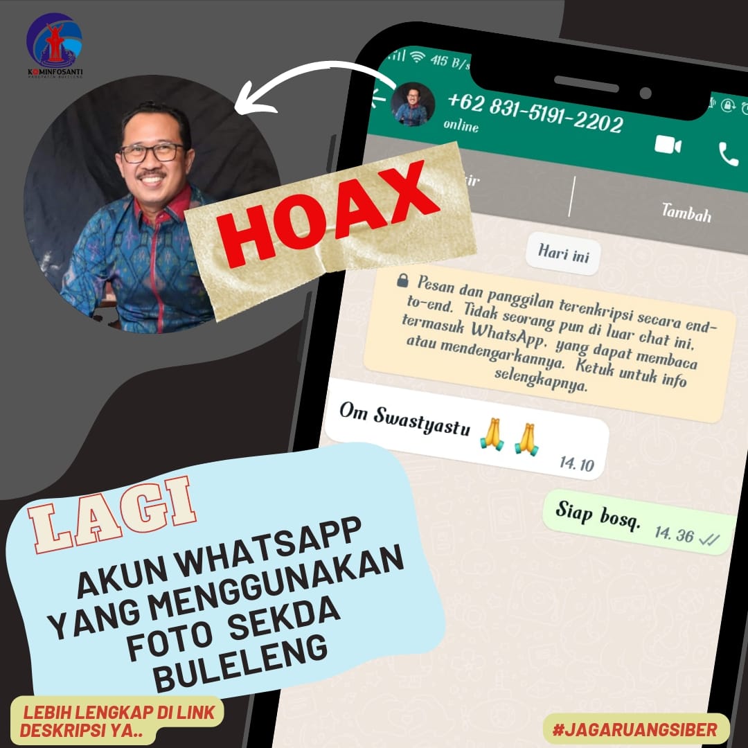 Tersebar lagi, tangkapan layar akun whatsapp yang menggunakan foto profil Sekretaris Daerah Kabupaten Buleleng