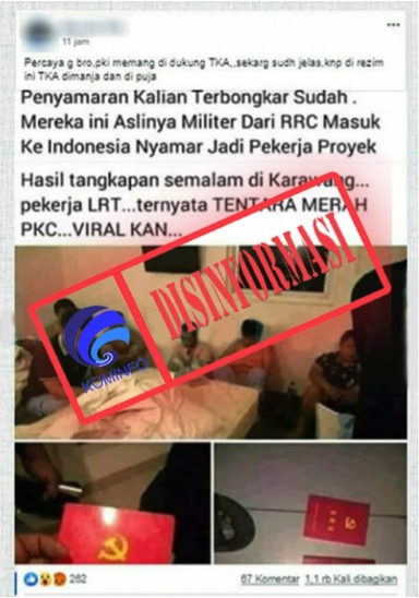 PKI Didukung TKA, Foto Penangkapan Militer RRC yang Menyamar Jadi Pekerja LRT di Karawang