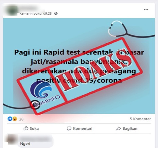 Dua Pedagang Pasar Rasamala Banyumanik Positif Covid-19