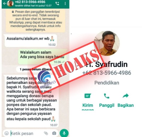 Akun WhatsApp Mengatasnamakan Wali Kota Serang