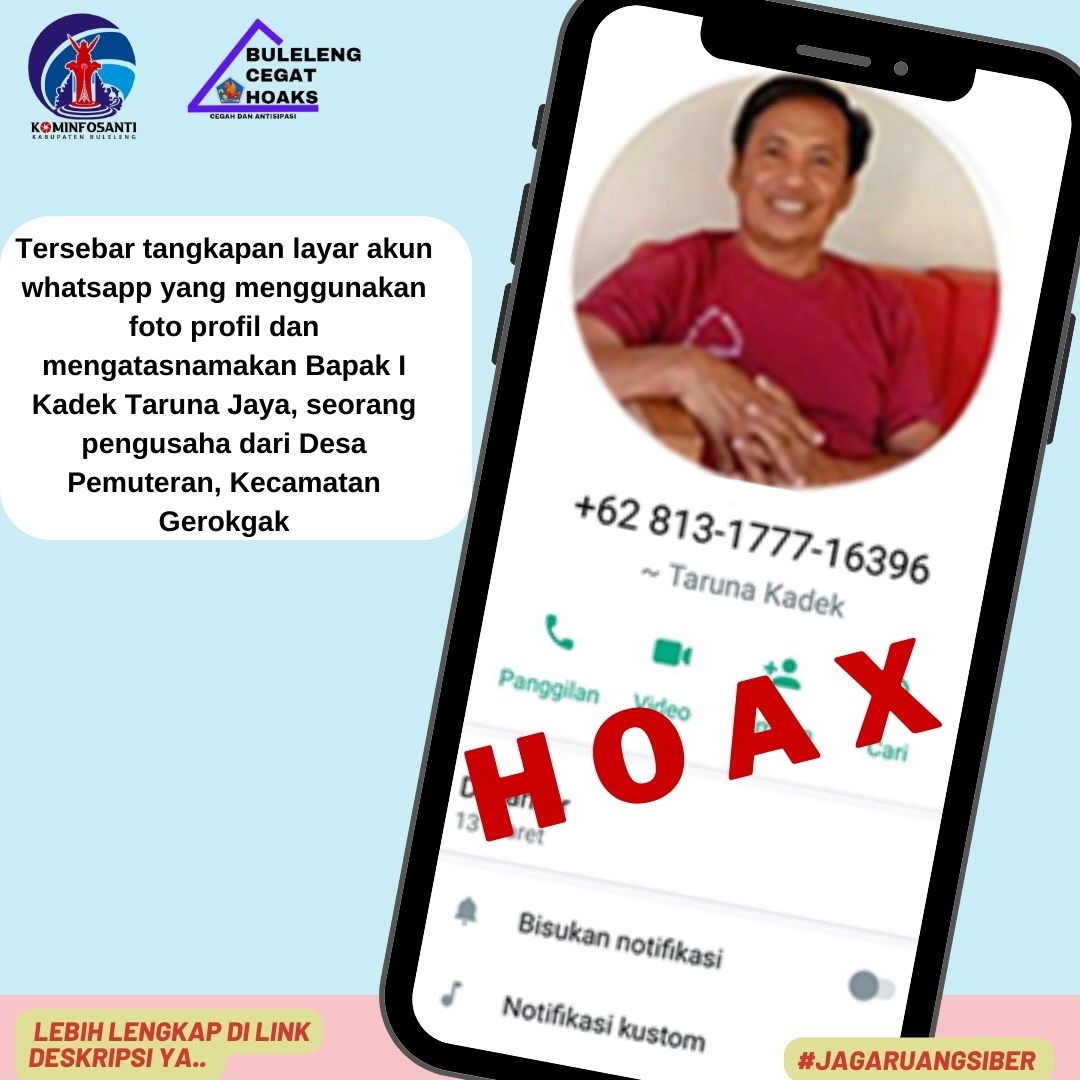 Tersebar tangkapan layar Akun Whatsapp yang menggunakan Foto Profil dan mengatasnamakan masyarakat Buleleng.