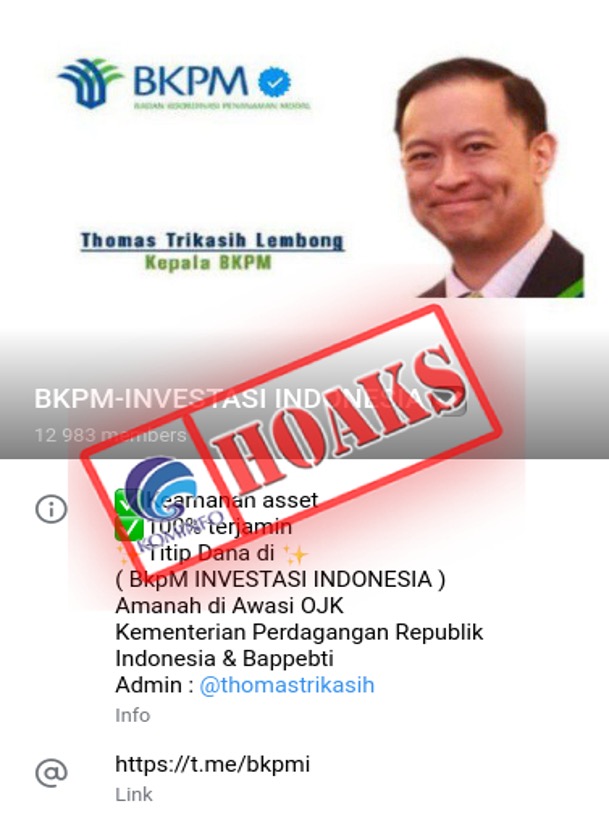 Grup Telegram BKPM dan Thomas T. Lembong Sebagai Admin