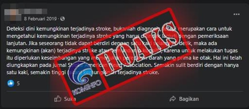 Berdiri dengan Satu Kaki selama 20 Detik untuk Deteksi Stroke