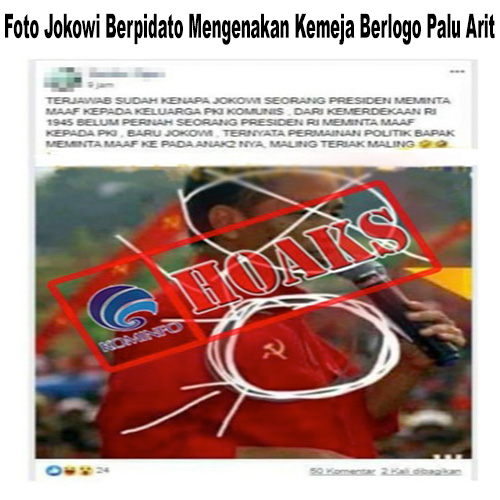 Foto Jokowi Berpidato Mengenakan Kemeja Berlogo Palu Arit
