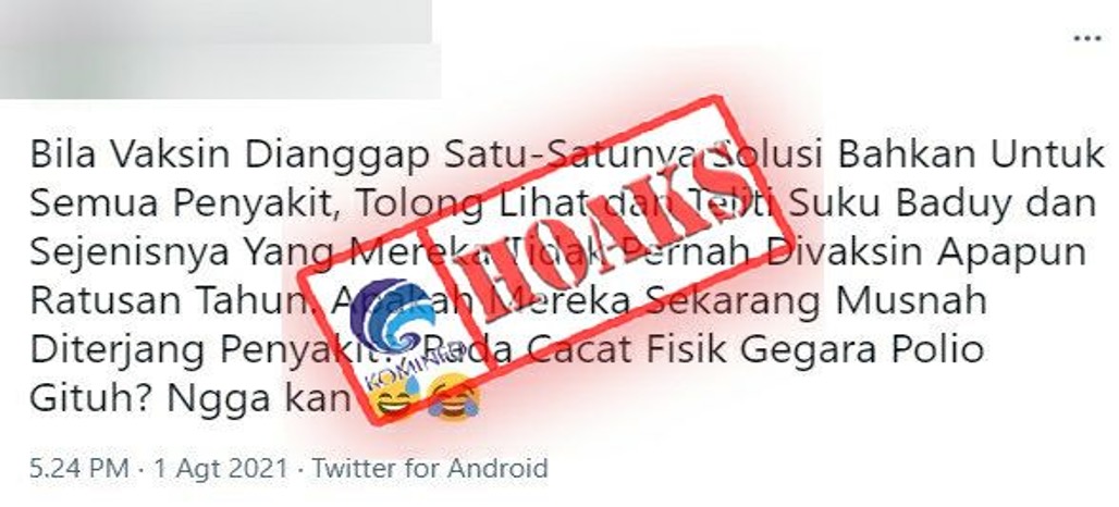 Suku Pedalaman seperti Suku Badui Tidak Pernah Divaksin