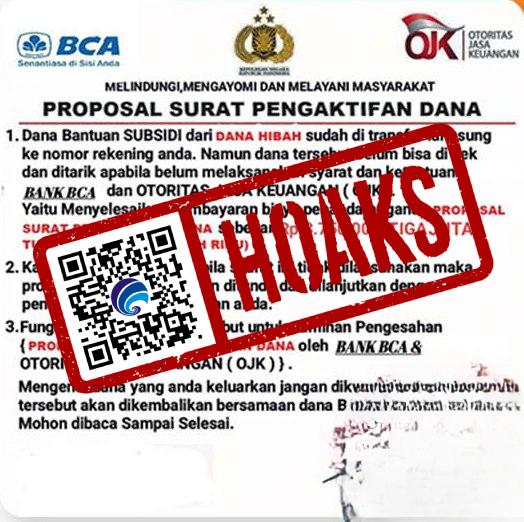 Proposal Surat Pengaktifan Dana Mencatut Logo BCA, Polri, dan OJK