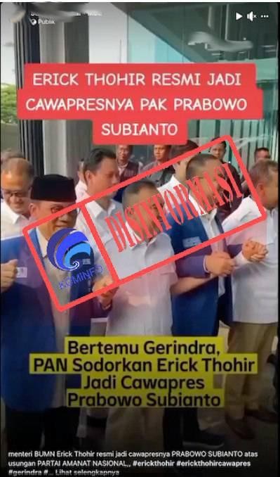 Erick Thohir Resmi Jadi Cawapres Prabowo Subianto