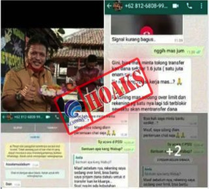 Pesan WhatsApp Mengatasnamakan Wakil Bupati Nganjuk Meminjam Uang