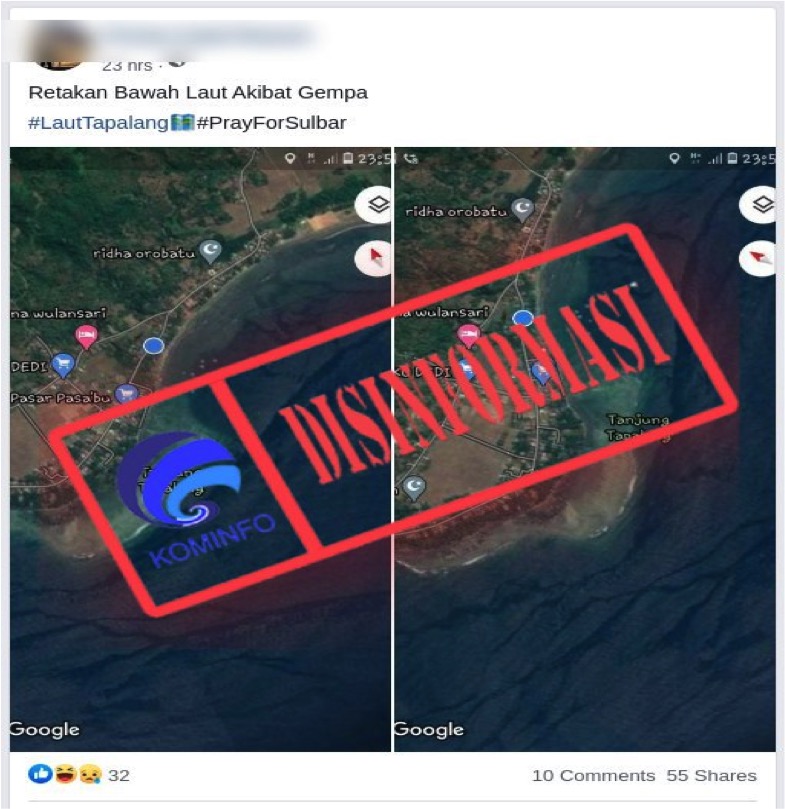 Foto Satelit Retakan Bawah Laut Akibat Gempa Sulawesi Barat