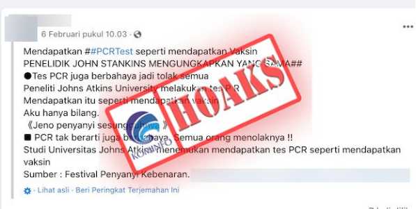 Tes PCR Sama Dengan Mendapatkan Vaksinasi Covid-19