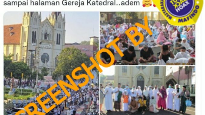 “Sholat Ied di Mesjid Istiqlal 300 ribu orang meluber sampai halaman Gereja Katedral..adem”