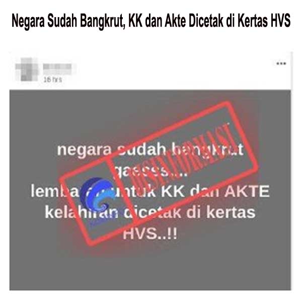 Negara Sudah Bangkrut, KK dan Akte Dicetak di Kertas HVS