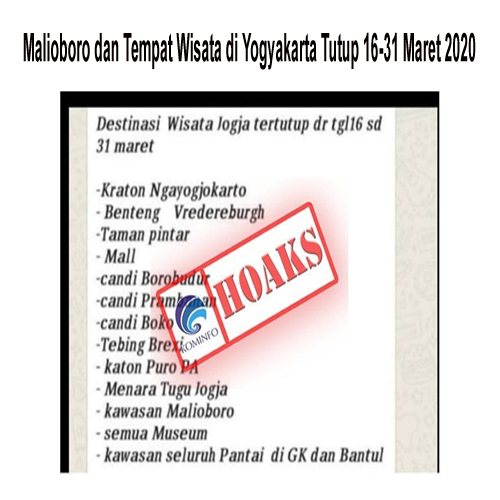 Malioboro dan Tempat Wisata di Yogyakarta Tutup 16-31 Maret 2020