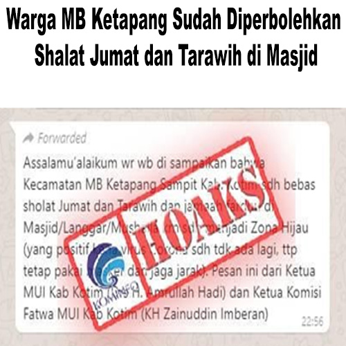 Warga MB Ketapang Sudah Diperbolehkan Shalat Jumat dan Tarawih di Masjid