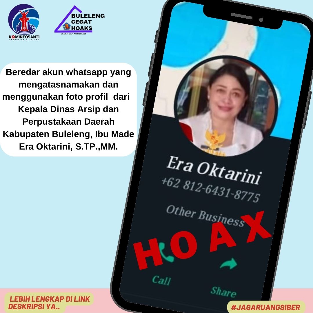 Akun Whatsapp yang mengatasnamakan dan menggunakan foto profil Kepala Dinas Arsip dan Perpustakaan Daerah Kabupaten Buleleng